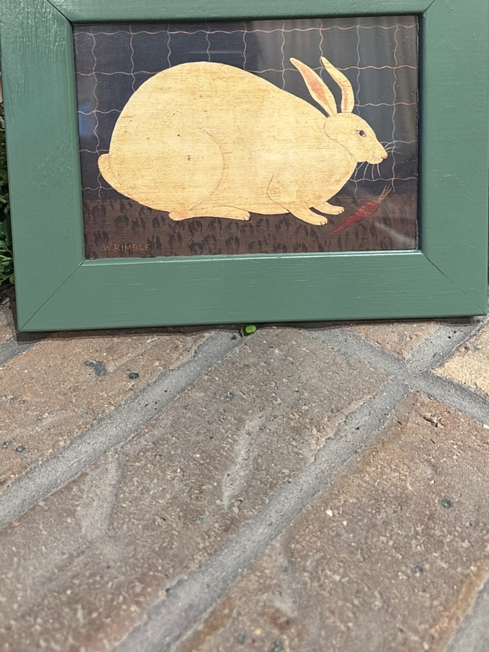Framed Vintage Warren Kimble Rabbit Print